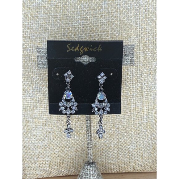 Sedgwick Silver-Tone Dangle Earrings With Rhinestones - Picture 4 of 8